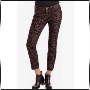 Free People Brown and Black Velvet Leopard Print Jeans Size 28